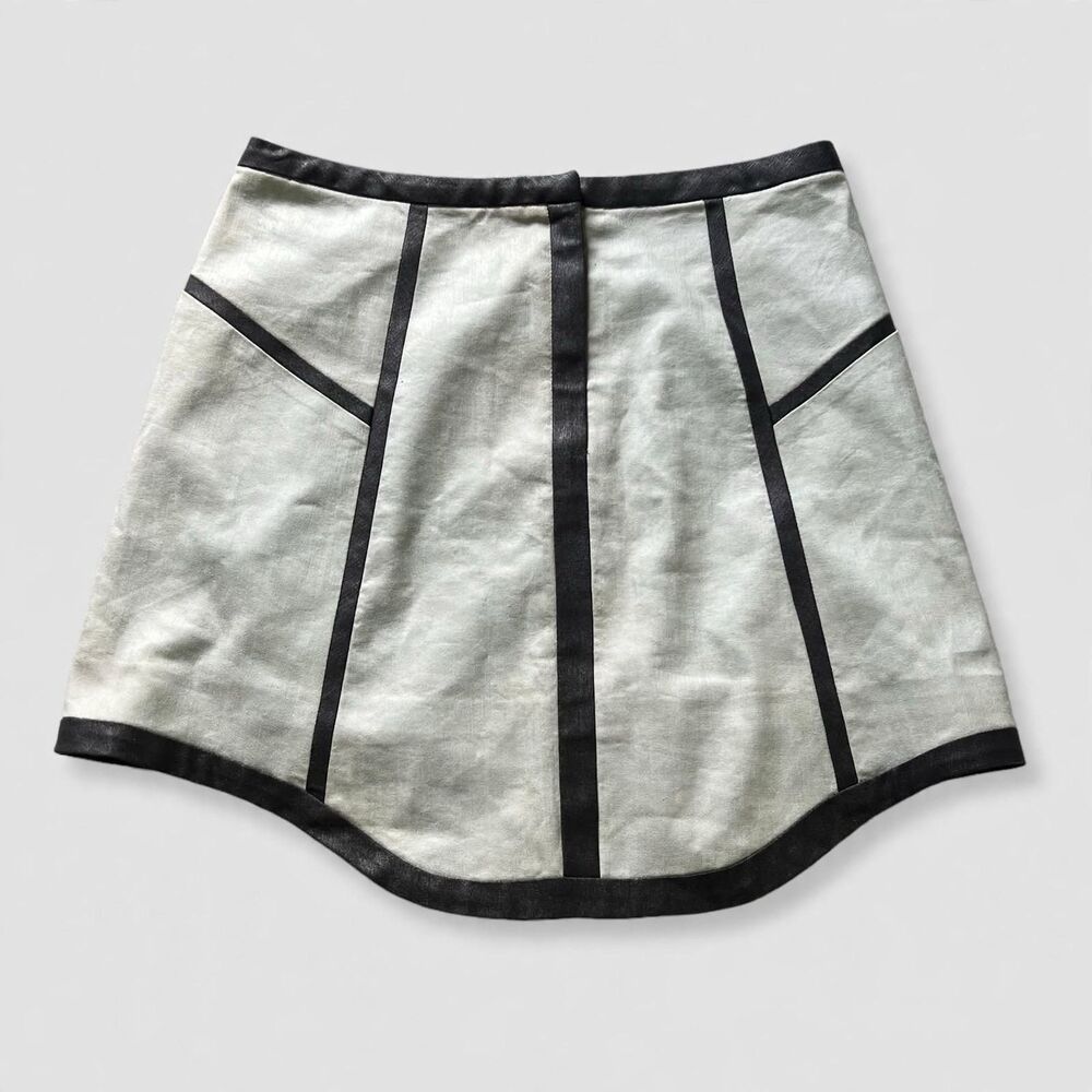 Barney's New York Co-Op ICB Gray Black Minimalist Asymmetrical Mini Skirt sz 6